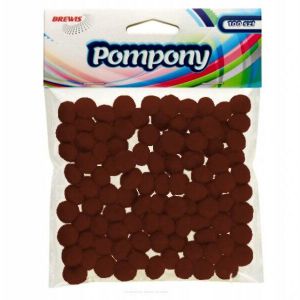 Pompony kreatywne Brewis 1cm Brązowe, 100szt
